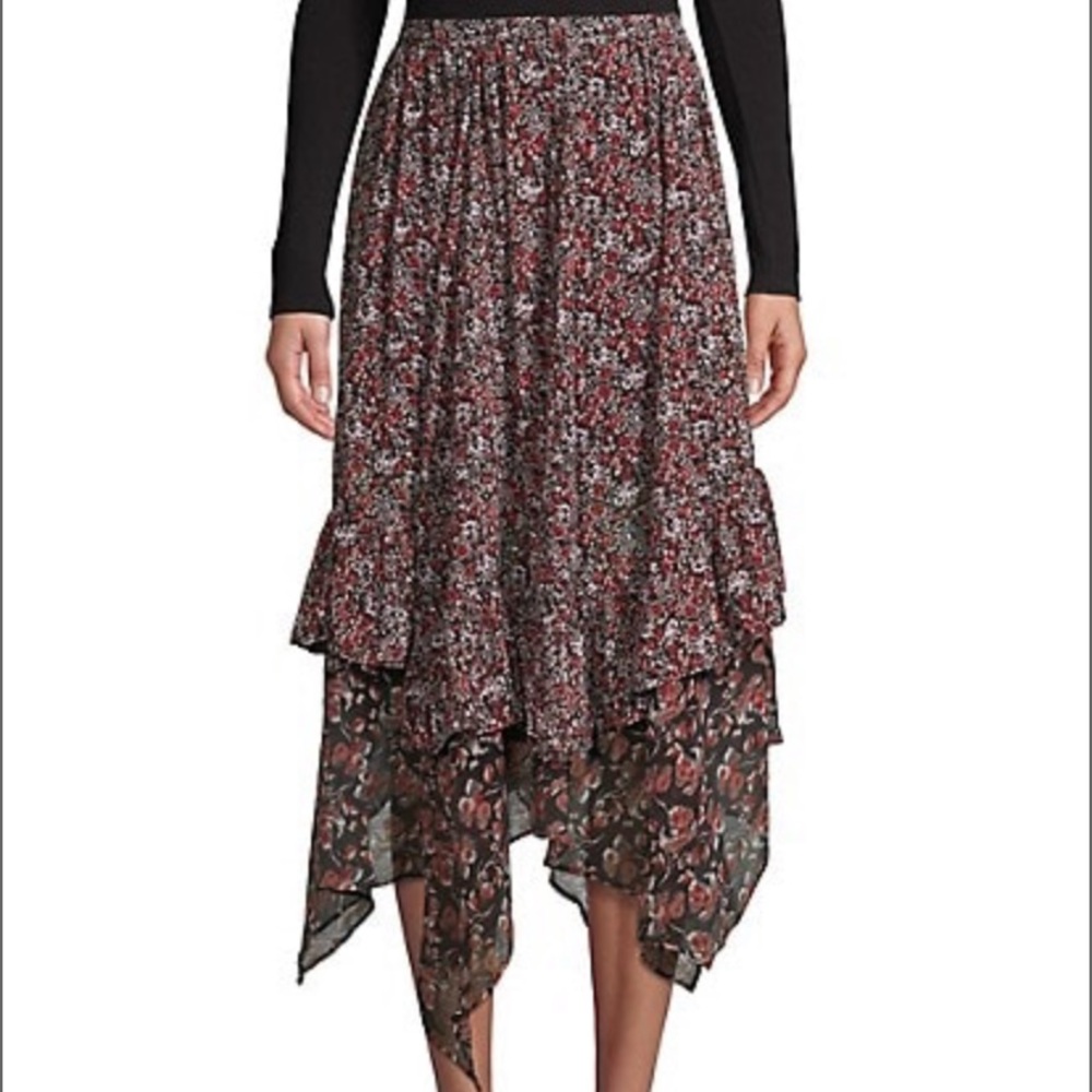 Free PeopleFloral-Print Ruffled Handkerchief Skirt